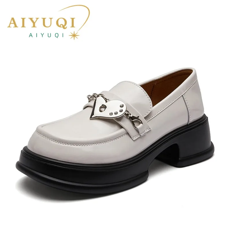 

AIYUQI Shoes Loafers Women Horsebit Buckle 2023 New Chunky Genuine Leather Ladies Shoes Slip-on British Style Shoes Spring Women