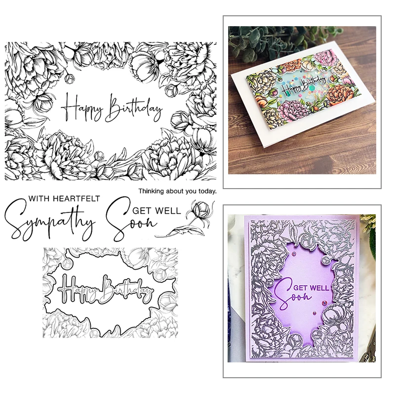 

2021 New Wreath Background Pattern Clear Stamps and Metal Cutting Dies Set For DIY Craft Making Paper Greeting Card Scrapbooking