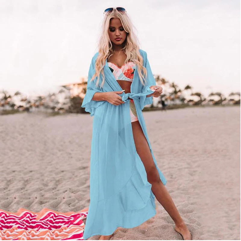 

Женский купальник kayoваши, лето 2022, сексуальное пляжное бикини с V-образным вырезом, накидки, модная шифоновая прозрачная бандажная пляжная о...