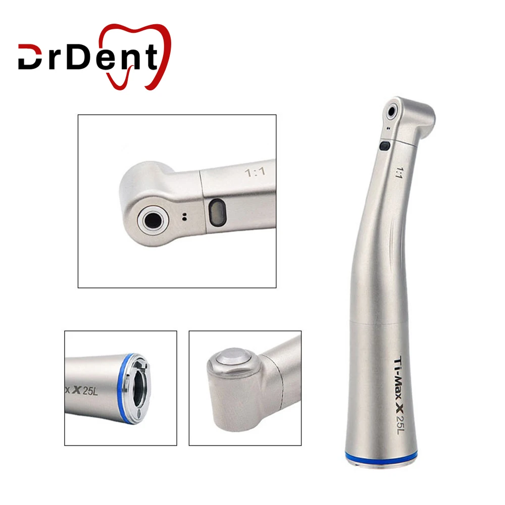 

Dentist X25/X25L Dental Handpiece Low Speed Against Spray Dentistry Blue Ring Contra Angle With LED Optic Fiber Micromotor Tools