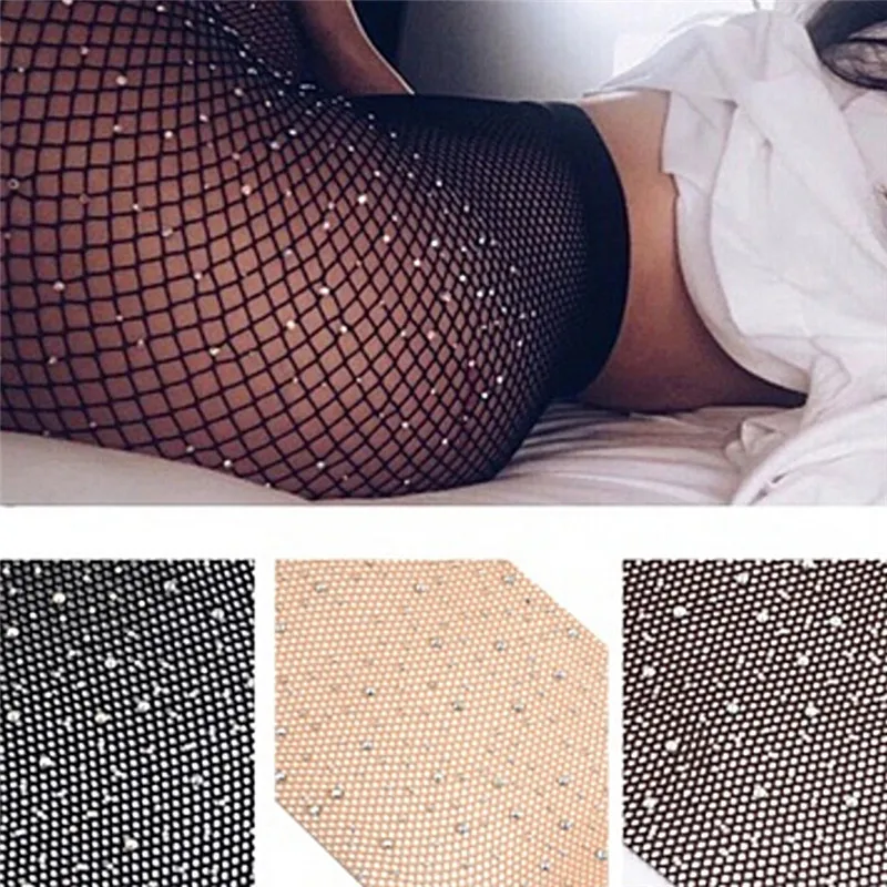 

Summer Fishnet Diamond Pantyhose Women's Sexy Fashion Shiny Fishnet Tights Women's Slim Rhinestone Mesh Nylon Stockings Tights