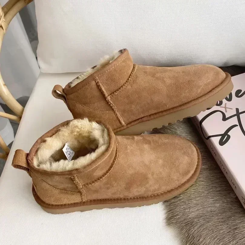 

Women Australia Boots Designer Ultra Mini Platform Boot Chestnut Slippers Winter Warm Fur Cow Leather Wool Suede Snow Boots