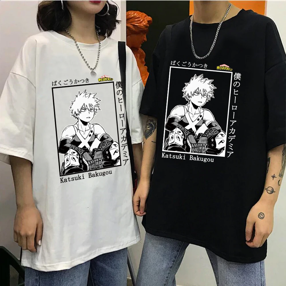 

Футболка унисекс с аниме Bakugou Katsuki, моя геройская академия, летняя футболка, женские/мужские футболки, Харадзюку, блузки в стиле хип-хоп с круглым вырезом, женская рубашка