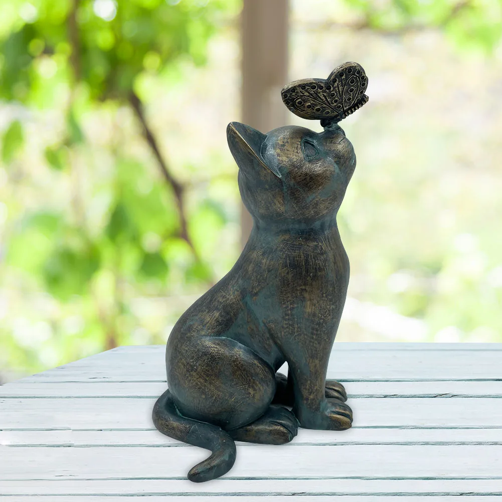 

Статуя Кошки-бабочки, статуэтка кошки, садовая уличная полимерная скульптура животного, садовые декоративные садовые аксессуары
