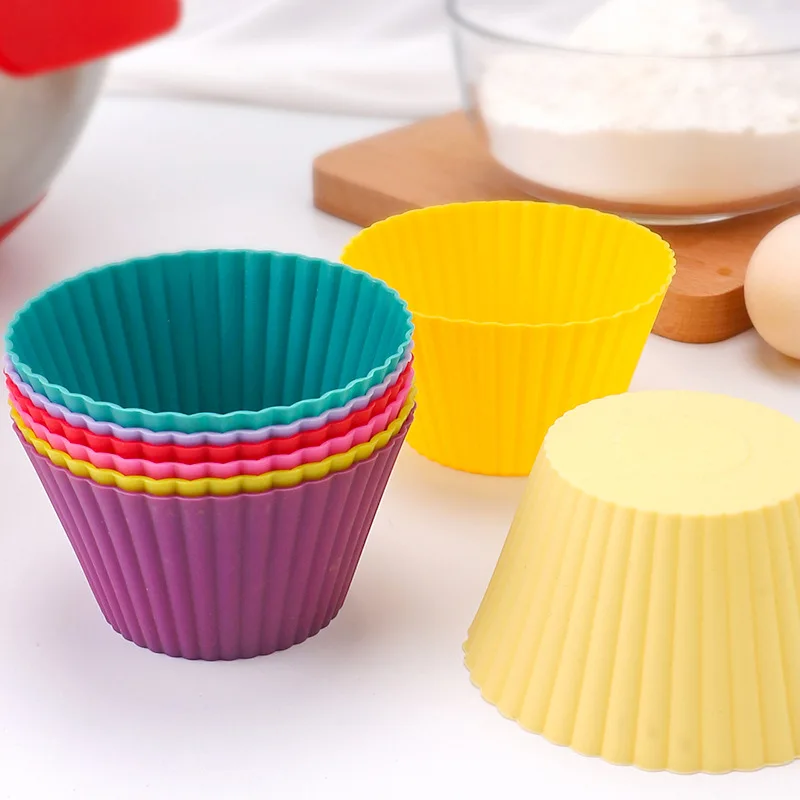 4Pcs/Set 9cm Silicone Muffin Cup Cake Mold Colorful Caliber Steamed Rice Round DIY Baking Kitchen Accessories Tool | Дом и сад