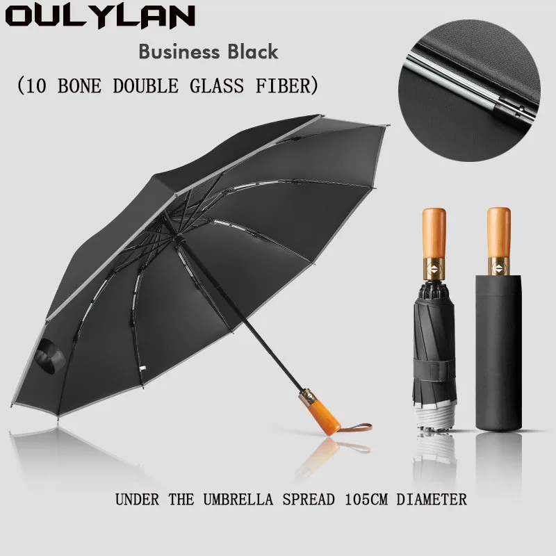 

Oulylan 10K ветрозащитные большие зонты для гольфа деревянный Большой Зонт мужской деловой стиль 105 см автоматический зонт с двойным слоем дождя