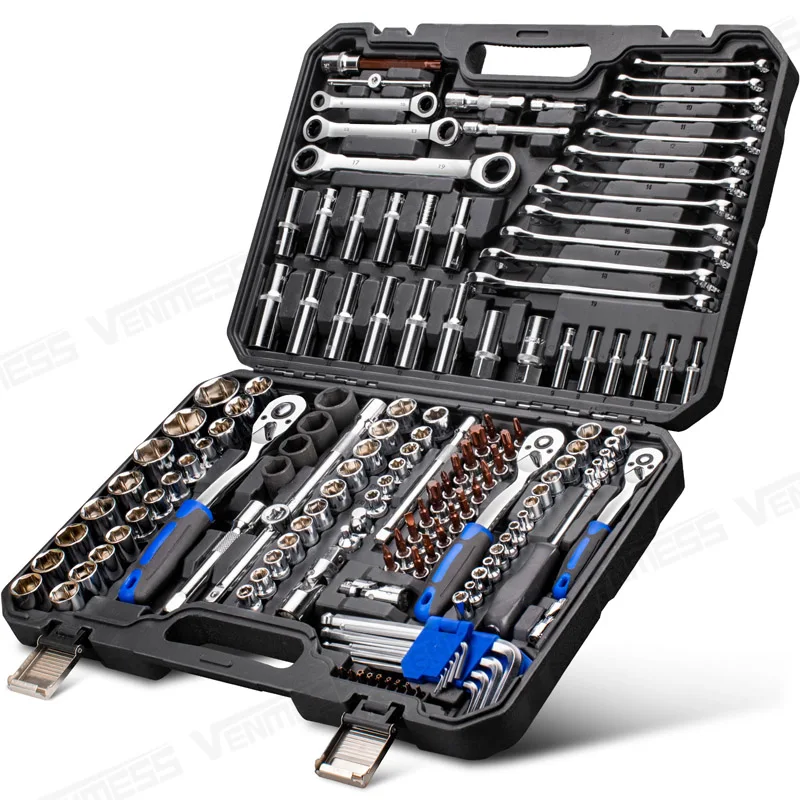 Home Repair Kit,1/4" 3/8" 1/2" Drive Socket Set Household Ha