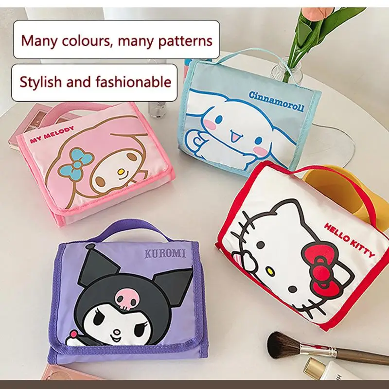 

Anime Sanrio Cosmetic Bag Hello Kitty Makeup Bag Cartoon Kuromi Makeup Toiletry Storage Travel Bag Large Capacity Girl Gift Cute