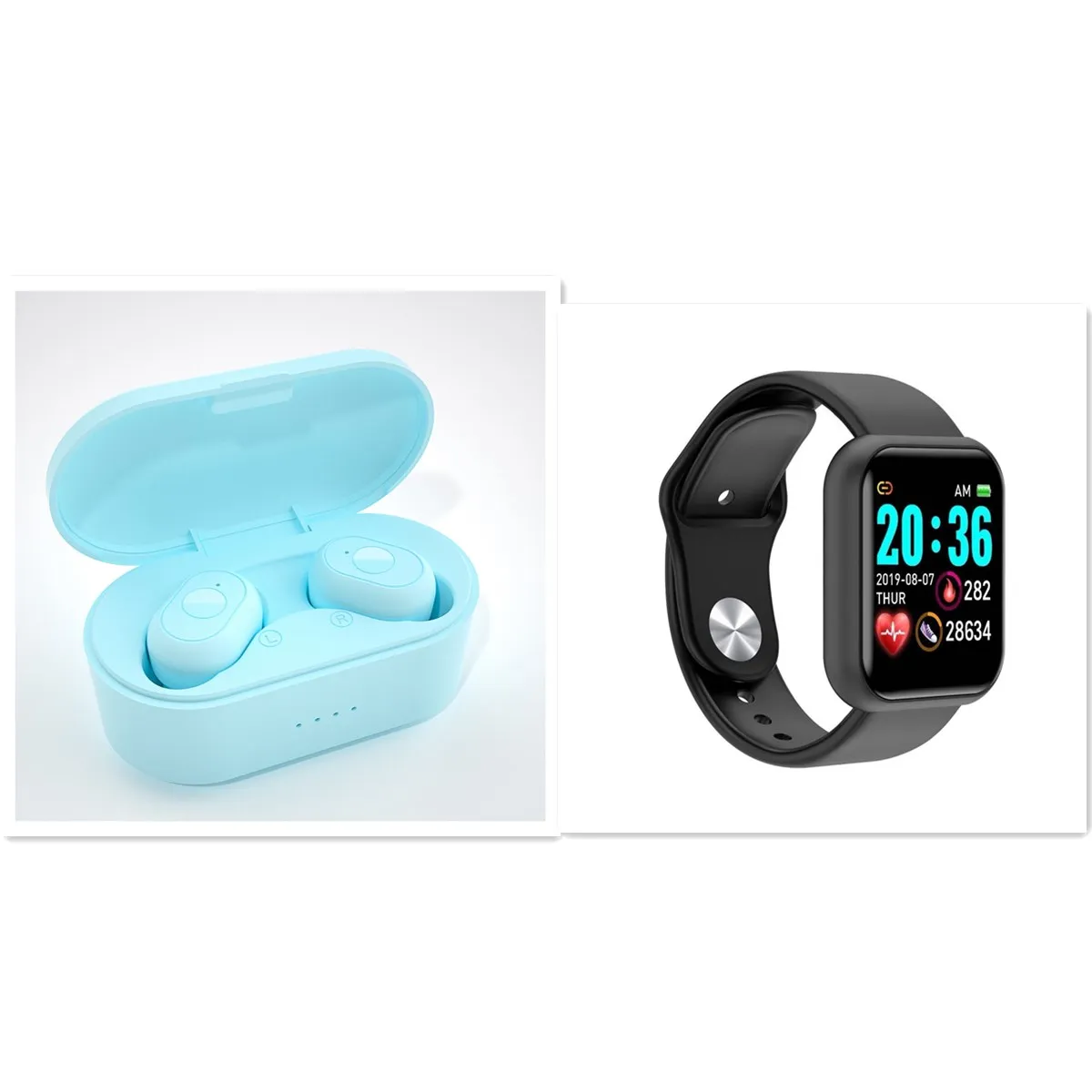 Cheap Bluetooth Wireless Earphones with Smart Watch , Sports Fitness Intelligent Bracelet, In-ear Headset Earplugs for Gaming images - 6