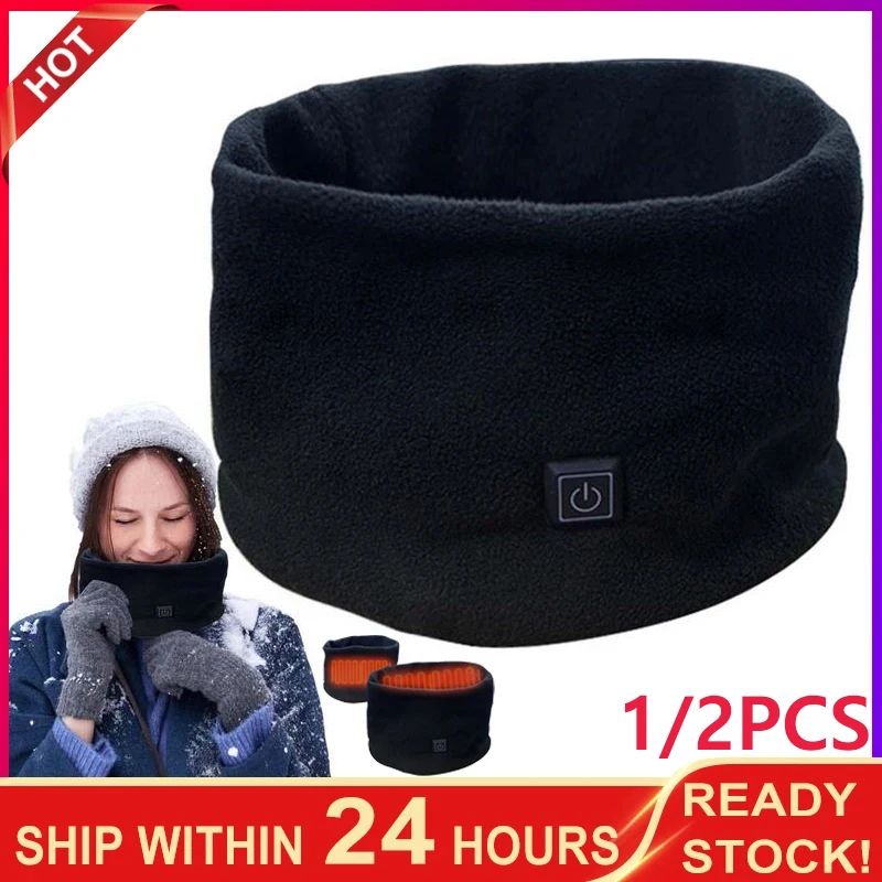 

Unisex Black Scarf 3 Speed Fleece USB Heating Scarf Neck Cover polar fleece Scarf For Men Women Thick Windproof Scarves Warmer