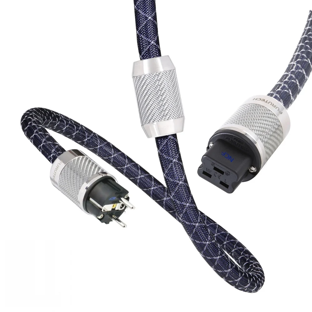 

HiFi Schuko Furutech nanoflux-18 OCC 20A FI-52 NCF (R) Rhodium carbon fiber fever EU AC power cable FI-E50 NCF plug fever audio