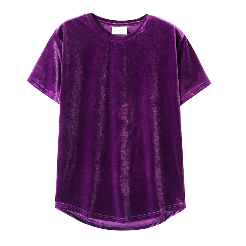 Мужские бархатные велюровые удлиненные футболки в стиле хип-хоп | Мужская одежда