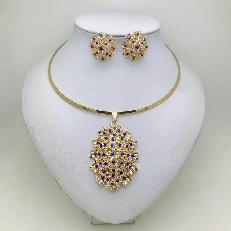 

2023 Fashion Brazilian African women Earrings Ring Crystal Jewelry Sets Gifts Big Earrings Pendent Necklace For Women Party