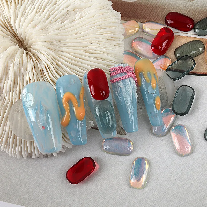 

30pcs Glitter Aurora Nail Charms Rhinestones Ice Transparent Diamond Nail Jewelry DIY Trendy Resin Manicure Decoration Decals