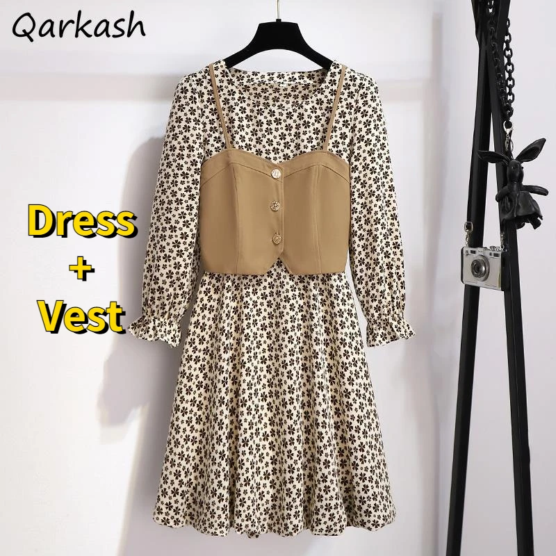 

Dresses Sets Women M-4XL Deign Floral Boho O-neck All-match Elegant Harajuku Stylish 2 Piece Outfit Newest Vintage Chic Female