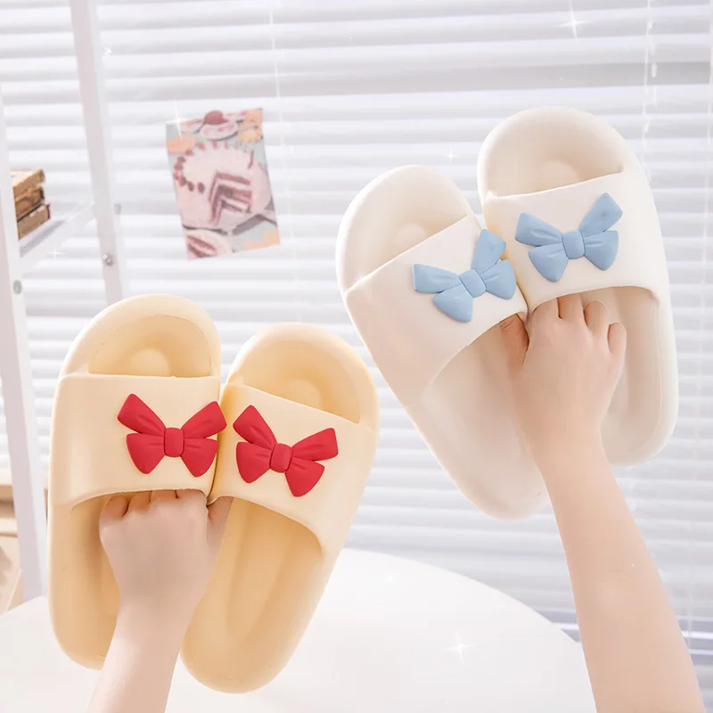 

Сандалии женские летние из ЭВА, мягкие тапочки с бантом-бабочкой, мягкая подошва, Нескользящие, для дома и ванной комнаты