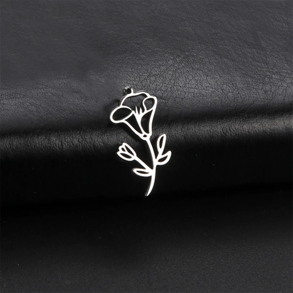 5pcs Stainless Steel Flower Charms For Bracelet Earrings Diy Jewelry Making Wholesale Necklace Morning Glory Pendant Accessories
