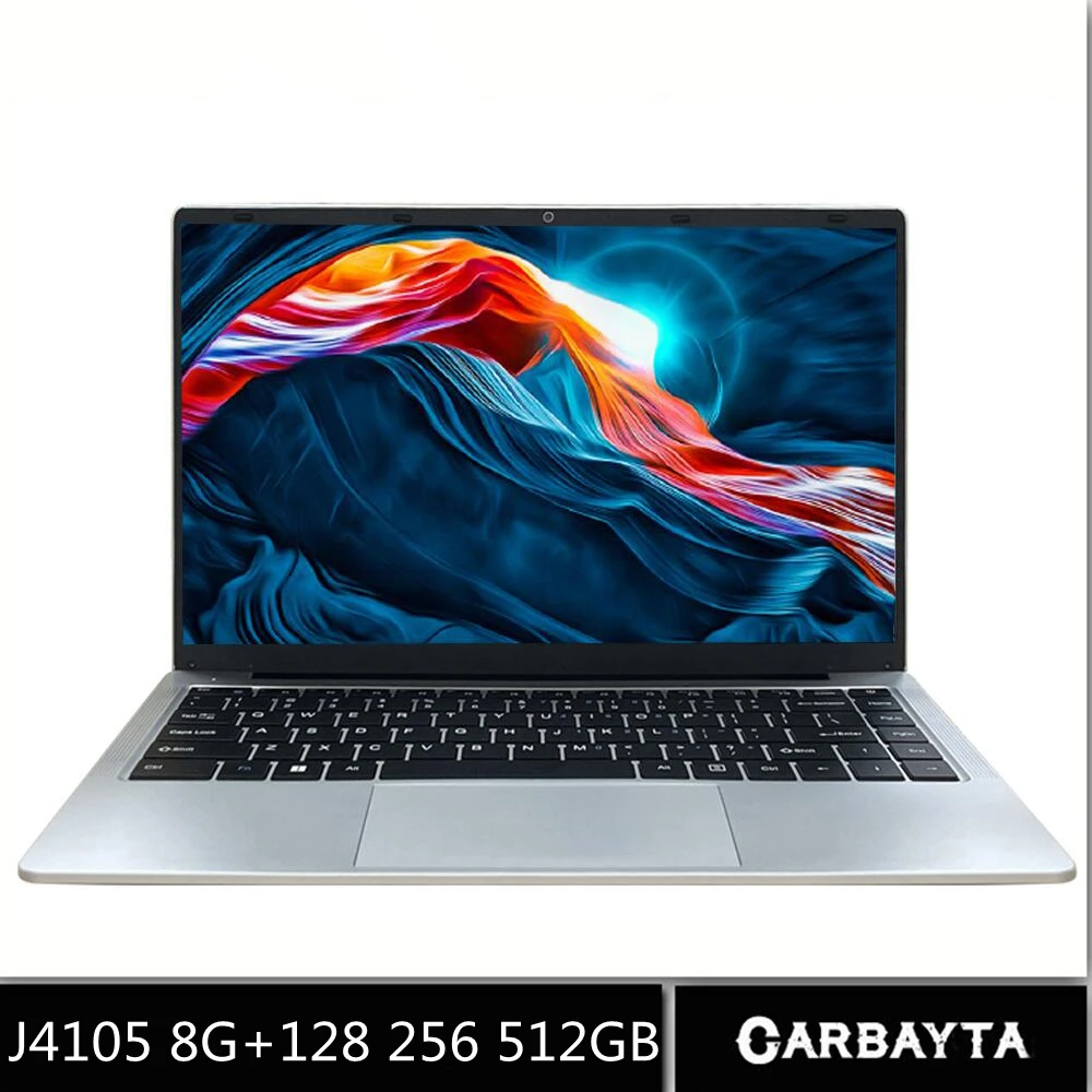 CARBAYTA J4105 14 Inch Intel Quad Core Laptop Ram 8G ROM 128G 256G 512GB SSD Windows 10 Pro Cheap Student Laptop Computer Win10