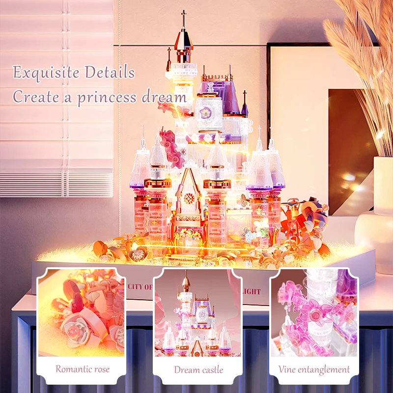 Мечтательный хрустальный цветочный замок сборные строительные блоки игрушки