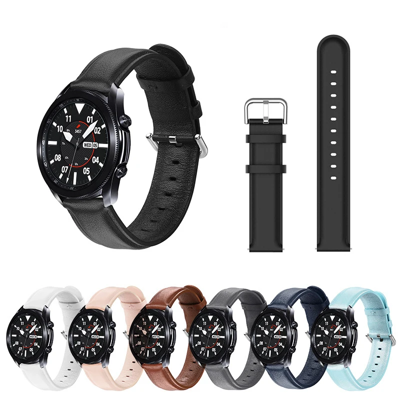 20mm Genuine Leather Strap for Samsung Galaxy watch 4/classic/5/5 pro/Active 2 40mm 44mm Bracelet Wristband For Amazfit GTS 3 4