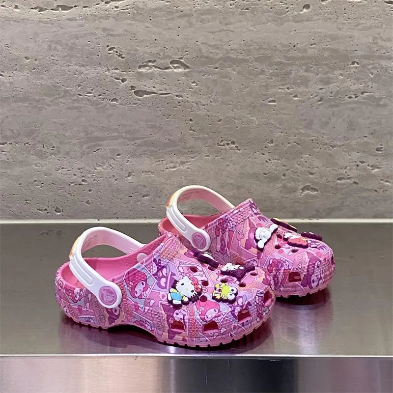 2024 пляжная обувь Hello Kitty с рисунком аниме для девочек крутая повседневная мягкой