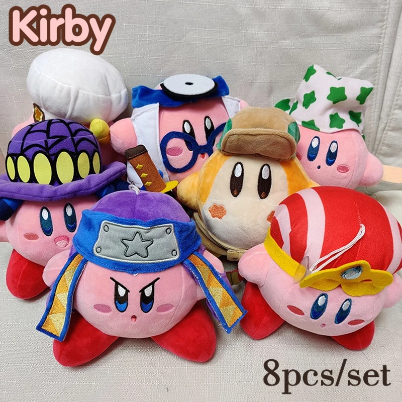

Плюшевые куклы Кирби 8 шт./комплект, аниме Мультяшные милые мягкие плюшевые игрушки, подушка, 25 юбилей, военно-морской шеф-повар, милые декора...