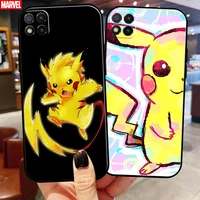 anime pokemon cute pikachu phone case 6 53 inch for xiaomi redmi 9c coque liquid silicon carcasa soft funda silicone cover