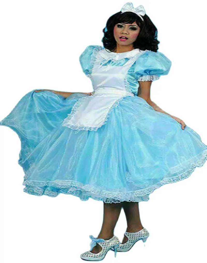 

Новинка, атласный фартук из органзы синего цвета для взрослых, горничная синяя, милое платье с рукавами-пузырями, платье для ролевых игр, инд...