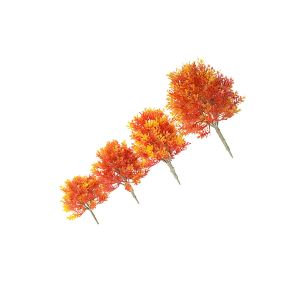 

4 Pcs Maple Model Mini Portable Fake Landscape Tree Orange Maple Tree Greenery Scenery Supplies for Desktop Ornament Kids