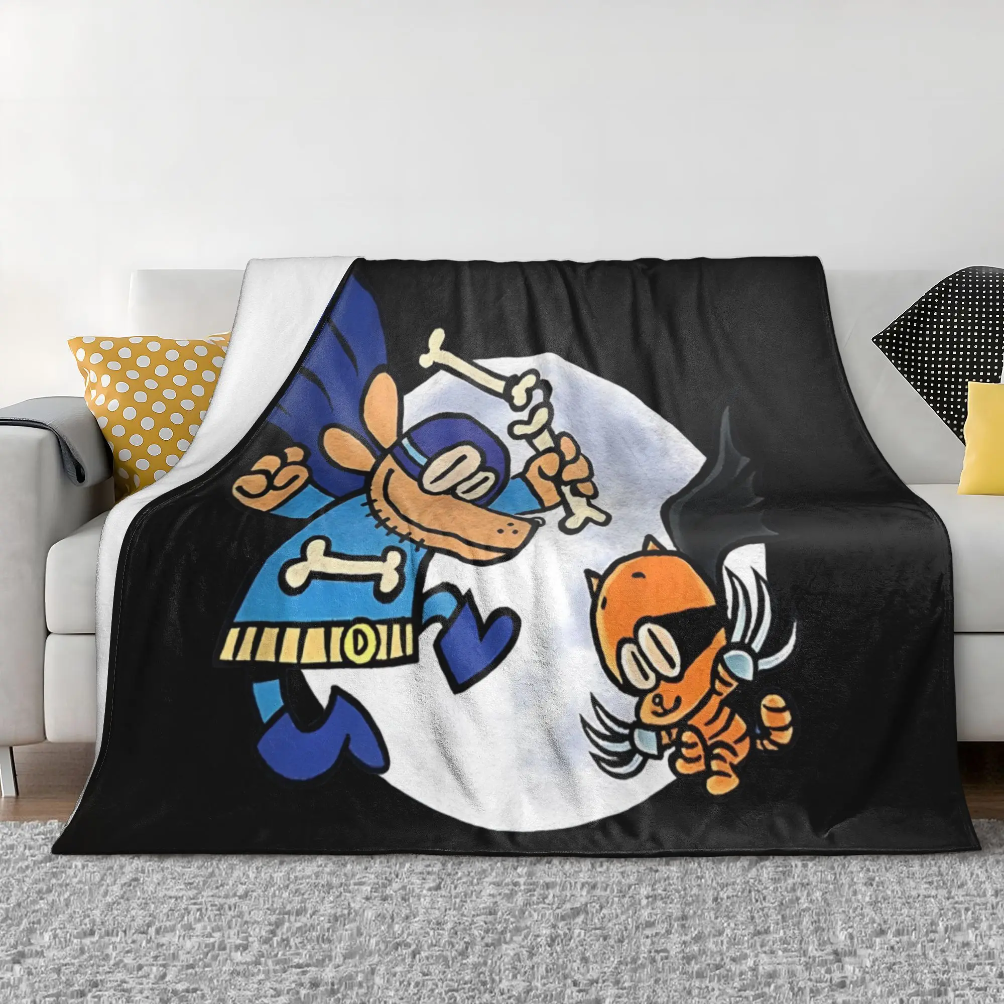 Плюшевое одеяло из кораллового флиса Dogman и Cat манга комикс собака мужское для