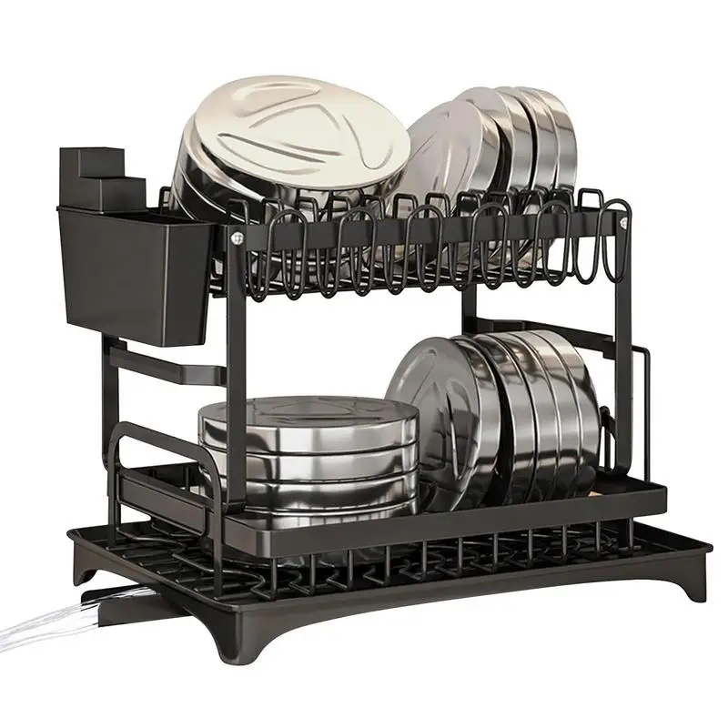 

New Dish Drying Rack With Drainboard Dish Storage Racks With Removable Utensil Holder And Knife Slots Dish Drainer Kitchen Sink