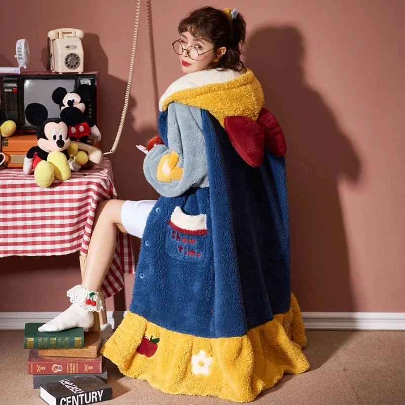 Зимние толстые фланелевые ночные рубашки с капюшоном женские теплые плюшевые