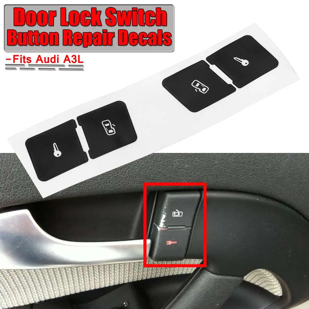 

Matte Black Car Door Lock Control Switch Button Repair Stickers For Audi A3L Fixed Decals Car Accessories