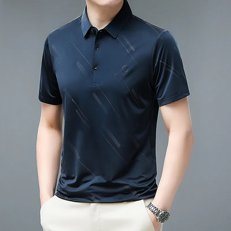 Рубашка-поло Romon Мужская стрейчевая короткий рукав лацканы из вискозы тонкая