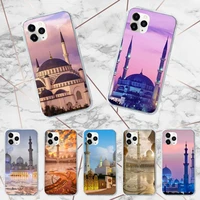 muslim mosque buldding phone case transparent soft for iphone 12 11 13 7 8 6 s plus x xs xr pro max mini