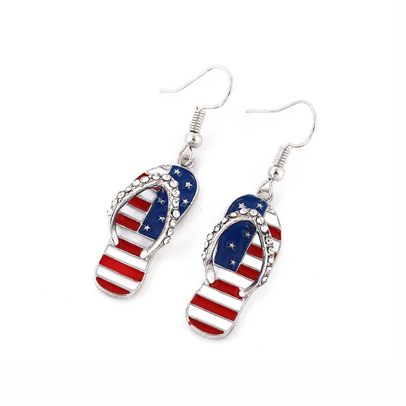 

2022 New Creative Mini US Flag Shoes Silver Stud Earrings For Woman Korean Fashion Jewelry Girl's Gift Party Crystal Earrings