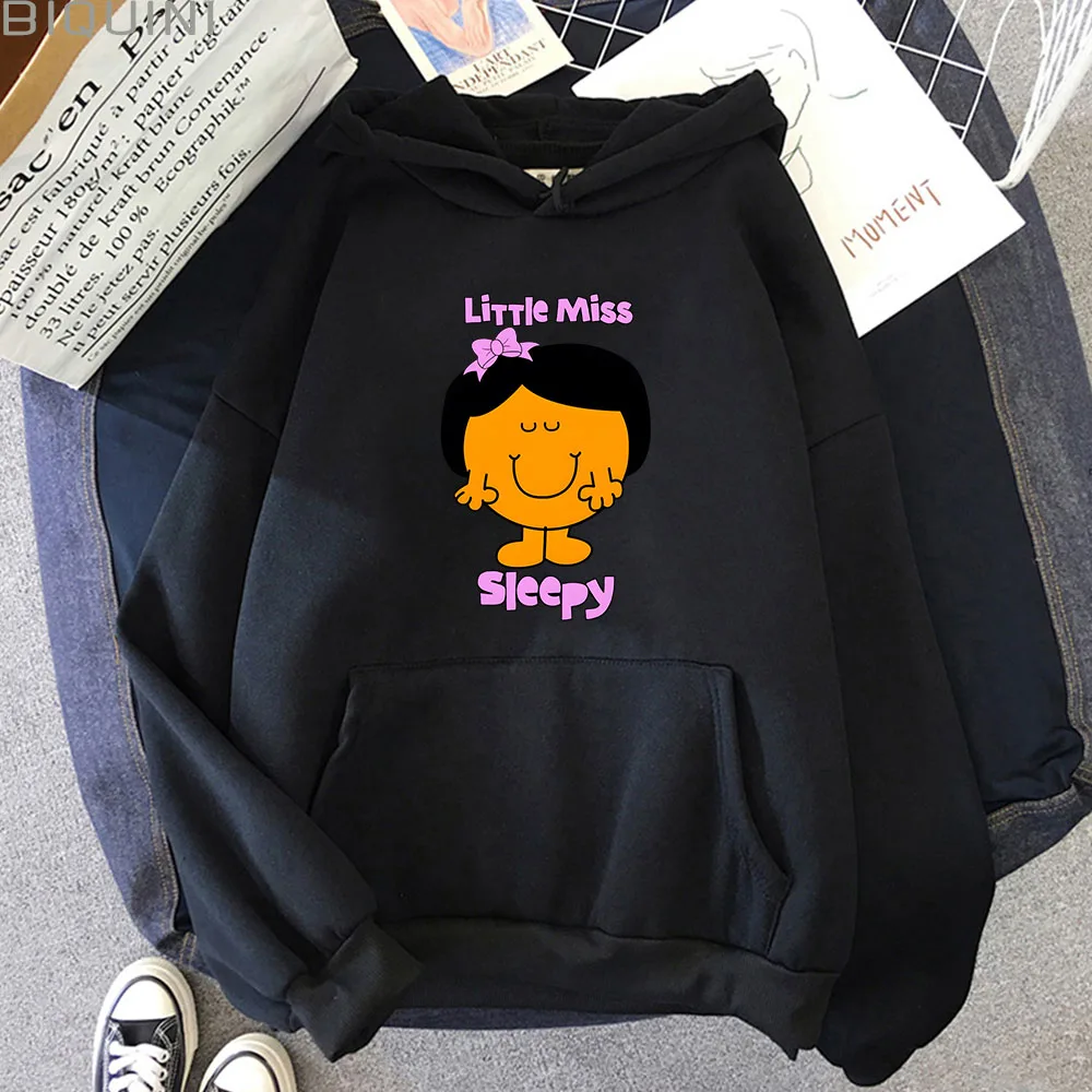 Little Miss Hoodies Sleepy Print Sweatshirts Graphic Hoody Pullovers Unisex Mens Clothes Japanese Autumn Kawaii Women Streetwear