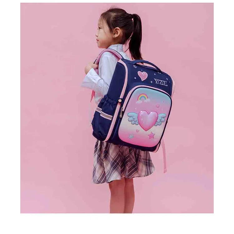 Cute Primary Girls Students Rainbow Heart Schoolbags New Children Princess Cartoon Fashion Large Capacity Backpacks Hot