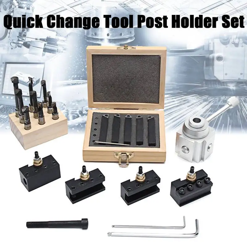 

Набор мини-держателей для быстрой смены 19 шт., 9 шт., 3/8 дюйма, расточные стержни и 5 шт. сменных лезвий, токарный инструмент, аксессуары для ток...