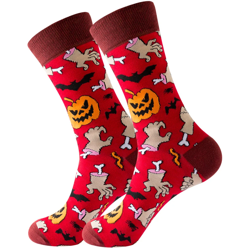 20 Pairs Cartoon Fashion Men All Saints' Day Socks Cotton Sweat Absorbent Middle Tube Boy Hallowmas Socks Autumn Winter