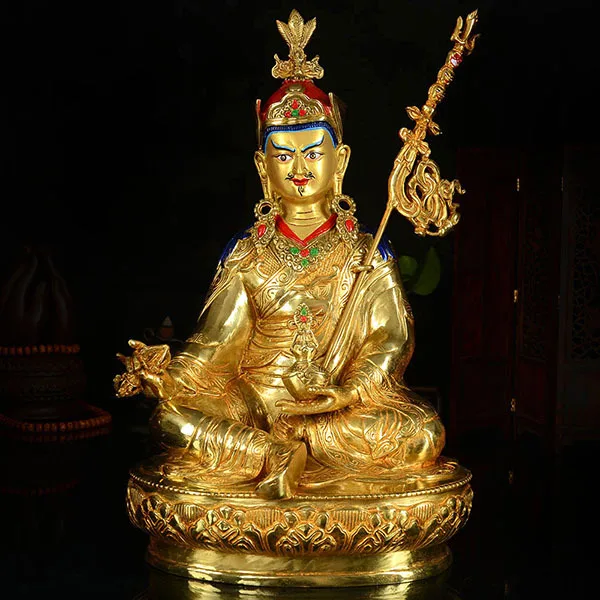 

GOOD BUDDHIST SUPPLIES -EFFICACIOUS BUDDHA -13"-33CM LARGE BUDDHISM FULL GILDING PADMASAMBHAVA GURU RINPOCHE BUDDHA BRASS S