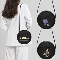 women round bag fashion daisy printing tote bag all match crossbody shoulder bag harajuku casual handbags for women shopping bag
