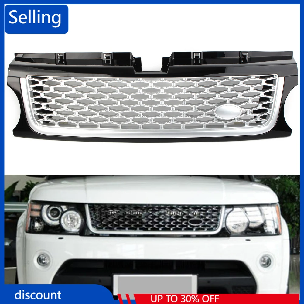 

Car Front Grille Upper Grill w/ Emblem For Range Rover Sport 2010 2011 2012 2013 Black+Silver ABS Plastic Car Accessories fast