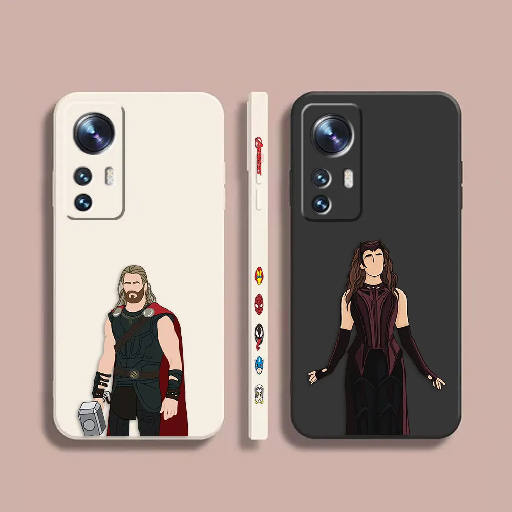 

Case For Xiaomi 13 12 12S 11 11T 10 10S 9 9SE 8 8SE Pro Ultra Lite Colour Simple Liquid Silicone Case Marvel's Thor Witch