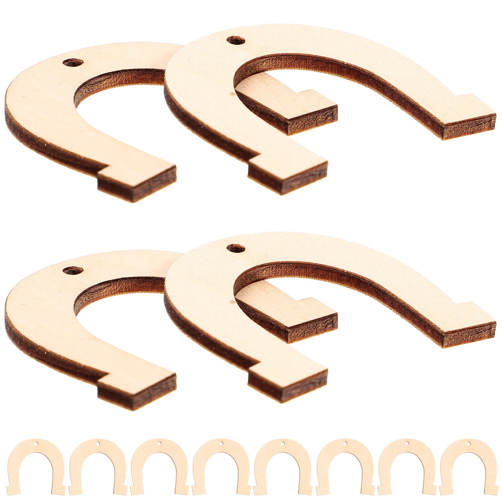 

20 Pcs Suit Kids Charm Horseshoe Shaped Wood Slices Toy Graffiti Chip Unfinished Cutouts Child