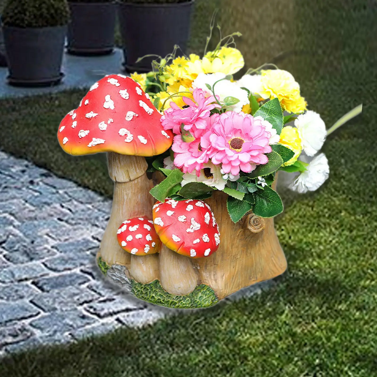 Фигурка гриба цветочная кашпо украшение для сада 26 7x19 5x23 5 см книжной полки шкафа