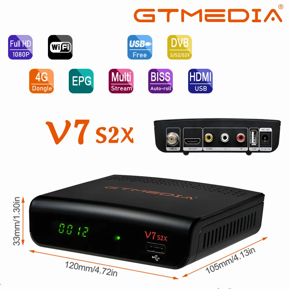 

Gtmedia v7 s2x DVB-S2 приемник спутникового телевидения HD 1080P Цифровой декодер Обновление Freesat v7s Поддержка USB WIFI Европа Телевизионная приставка