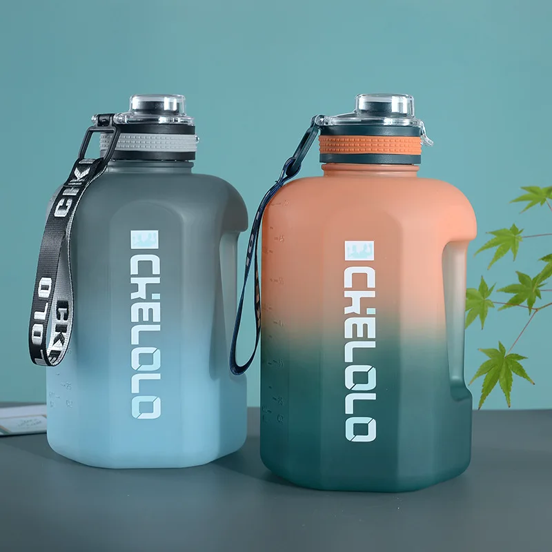 

Gradient Barrel-shaped Large Capacity Sports Water Bottle with Scale Portable Plastic WaterBottles Direct Drinking Eco-Friendly