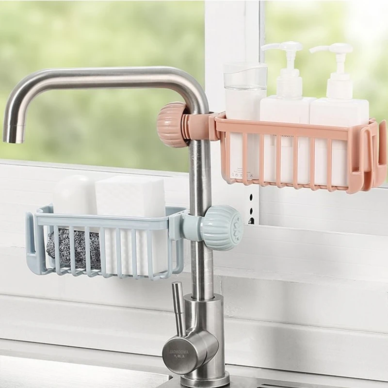 

Faucet Storage Rack Adjustable Price Faucet Storage Rack Plastic Drainage Hanging Basket Sponge Rag Bathroom Soap Rack Shelves