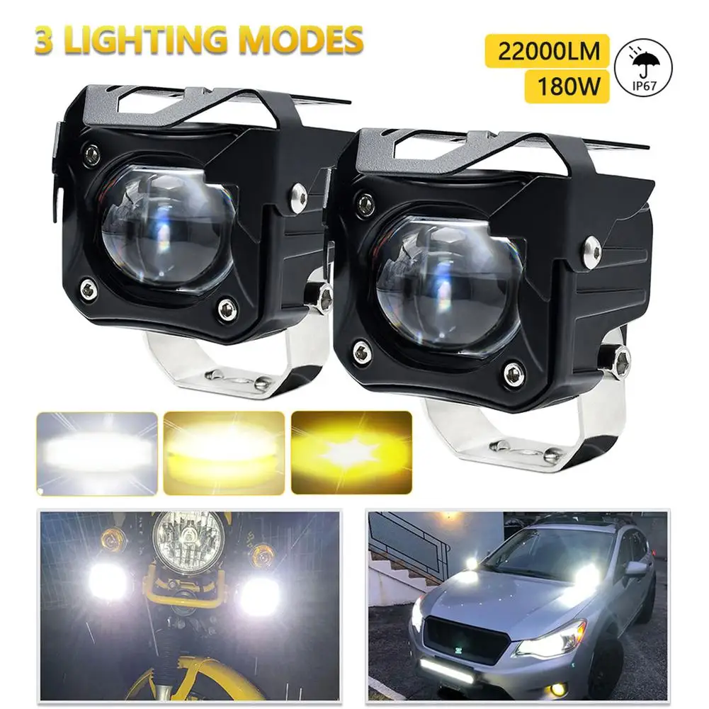 

1 Pair Motorcycle Spotlight Led Square Headlight 12000lm 6000k/3000k High-low Beam Work Lamp Modified Parts